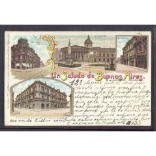 CIUDAD DE BUENOS AIRES GRUSS AUS 1900 TARJETA POSTAL PALACIO PEREYRA